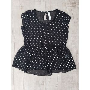 Girls sheer silver polka dot shirt
